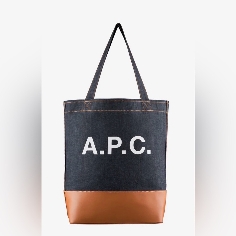 A.P.C. Denim and Tan Tote Bag